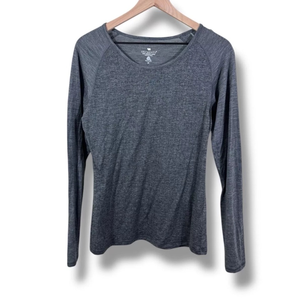 Woman's Seg'Ments Medium Merino Wool Long Sleeve Basic Top Grey